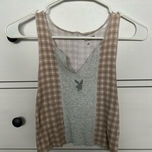 PacSun Plaid and Gray Women's Top